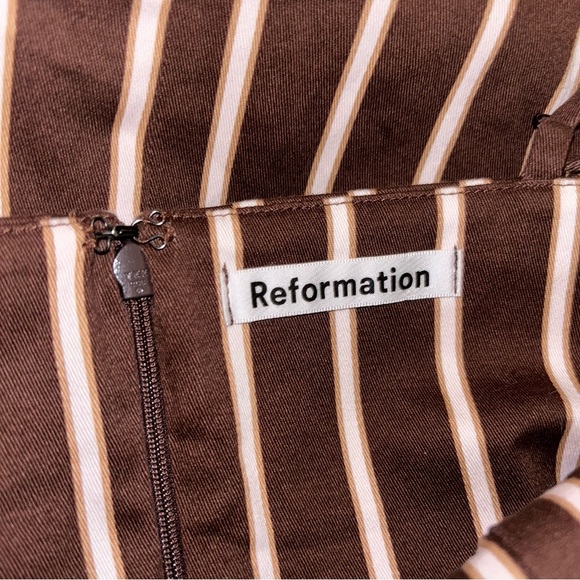 Reformation Westlake Stripe Mini Dress in Coffee Brown Size 2 - Picture 4 of 16